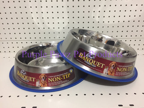 ~BANQUET / STAINLESS STEEL / NON-TIP / NON SLIP / BOWLS / 2PK / EX LGE~