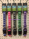 ~GUARDIAN GEAR TWO TONE PAWPRINT ADJUSTABLE DOG COLLARS 5 COLOURS 18"-26"~