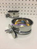 ~BIRD/PET BOWLS / STAINLESS STEEL / COOP CUPS / x2 / BOLT ON / 8CM DIA~