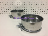 ~BIRD/PET BOWLS / STAINLESS STEEL / COOP CUPS / x2 / BOLT ON / 12.8CM DIA~