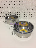 ~BIRD/PET BOWLS / STAINLESS STEEL / COOP CUPS / x2 / HOOK ON / 12.5CM DIA~